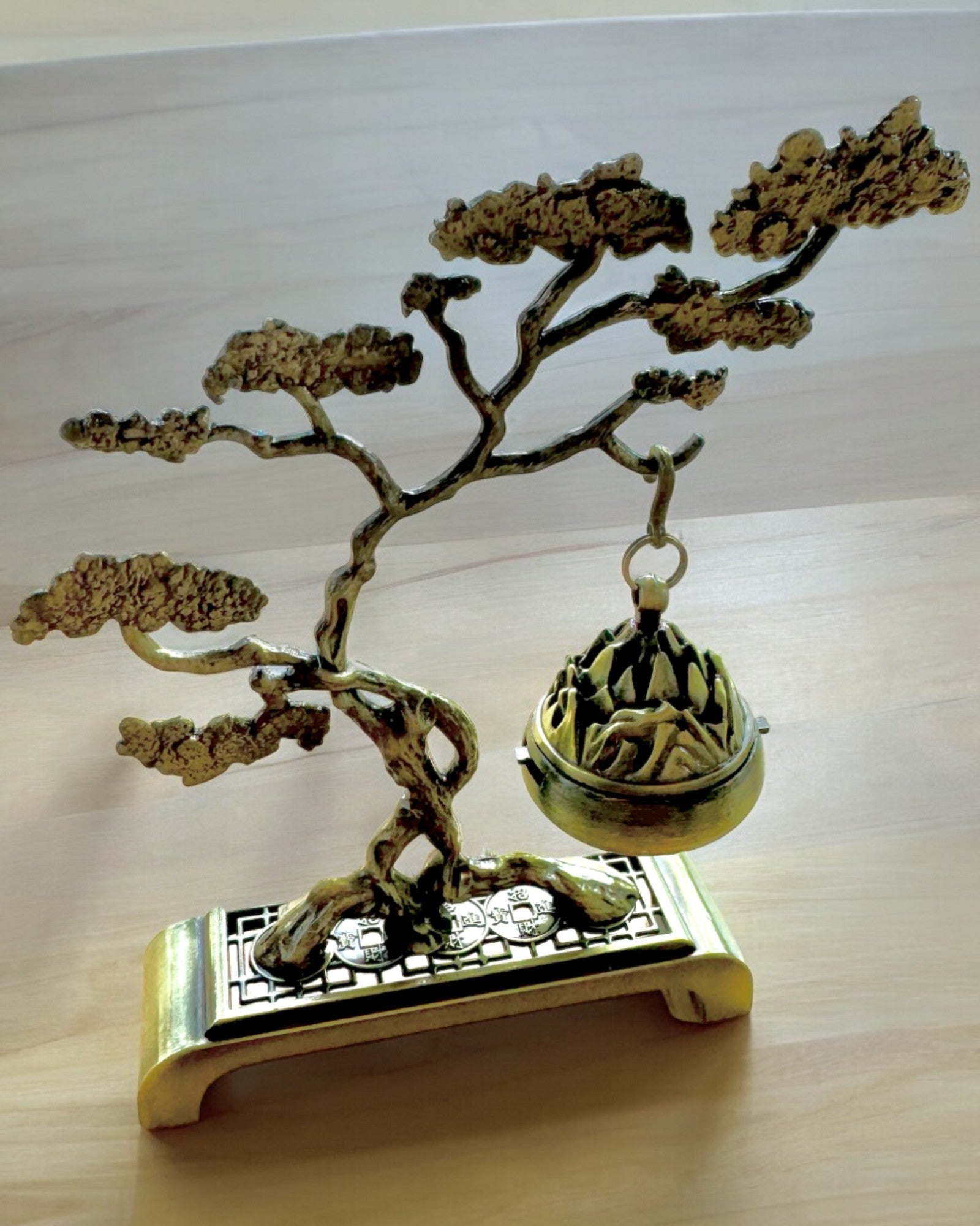 Elegáns Fém Füstölőtartó Bonsai - személyre szabható gravírozással ajándéknak