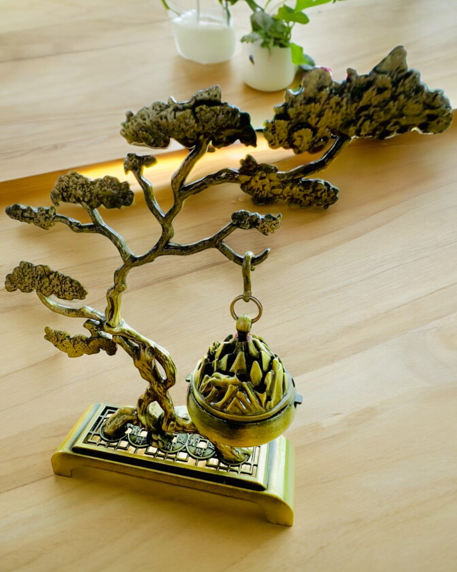 Elegáns Fém Füstölőtartó Bonsai - személyre szabható gravírozással ajándéknak