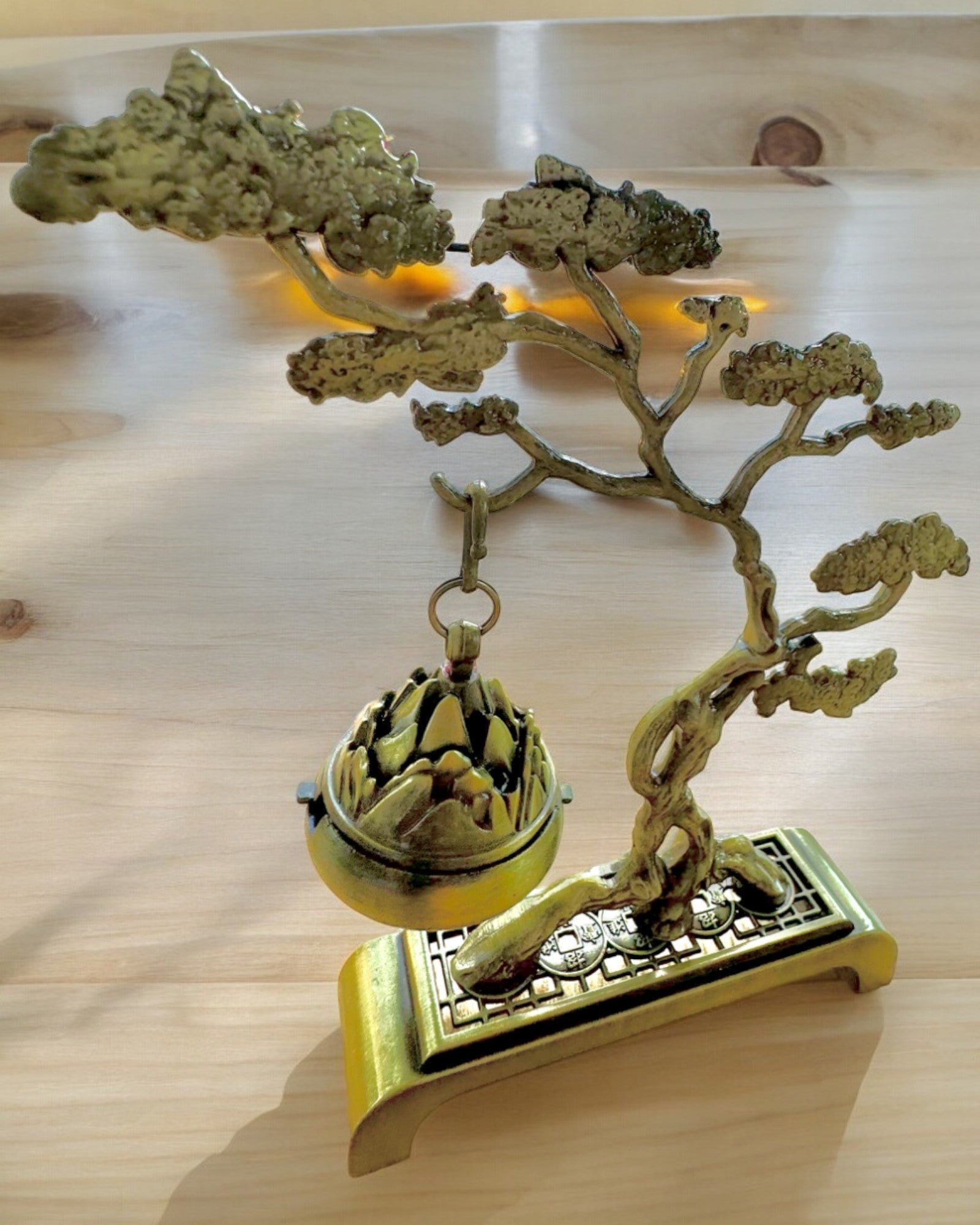 Elegáns Fém Füstölőtartó Bonsai - személyre szabható gravírozással ajándéknak