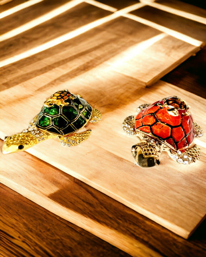 "Turtle Family" doboz - narancssárga szín, személyre szabás gravírozással